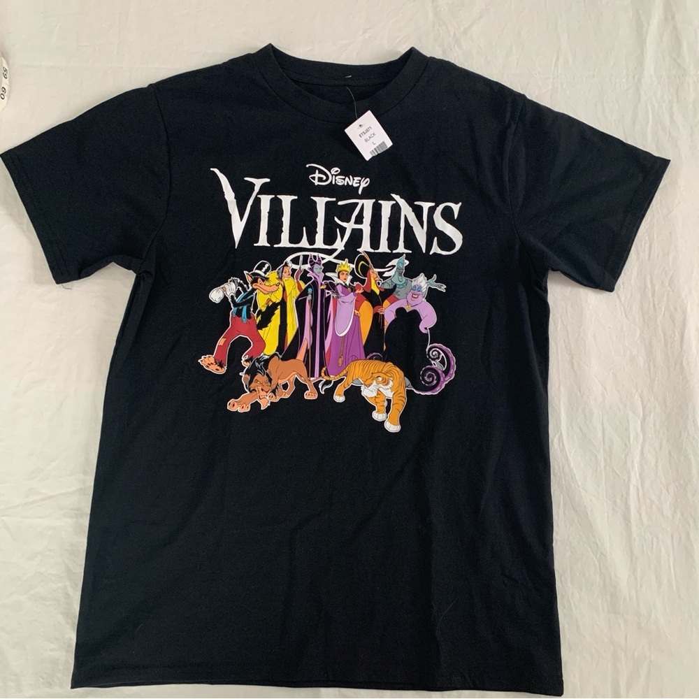 Disney Villains Black T-Shirt with Colorful Characters